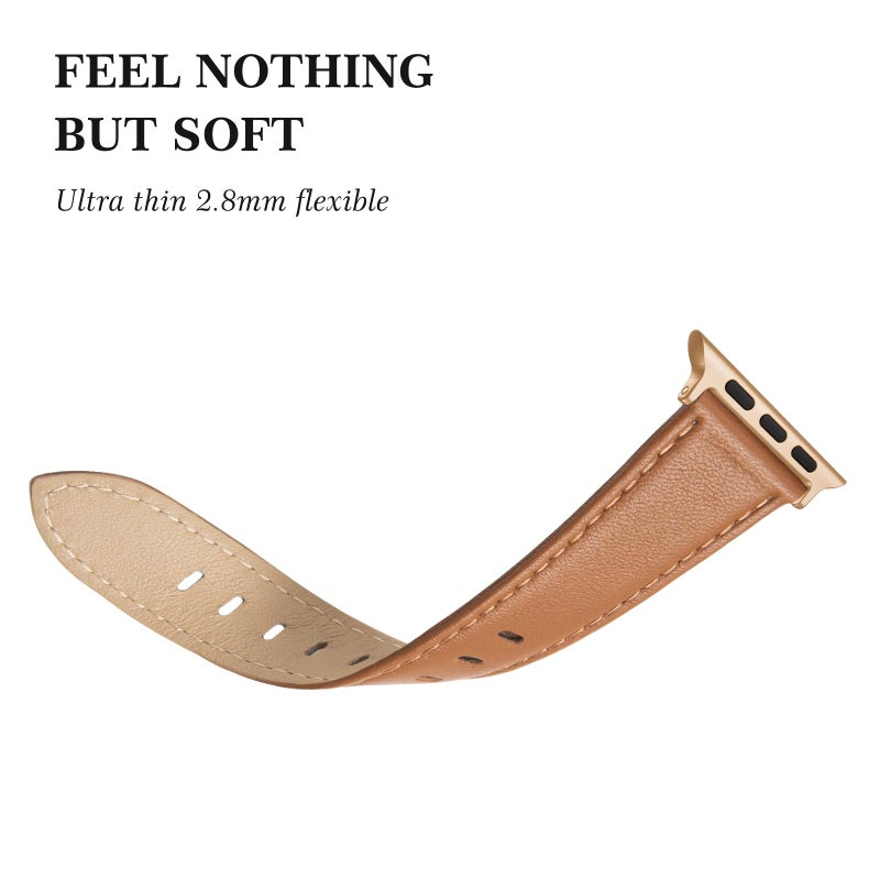 SWEES Leather Band Compatible for iWatch 38mm 40mm, Genuine Leather Replacement Strap Rose Gold Buckle Compatible iWatch Series 6 5 4 3 2 1 Sports & Edition Women And Men, Classic Brown - Image 5